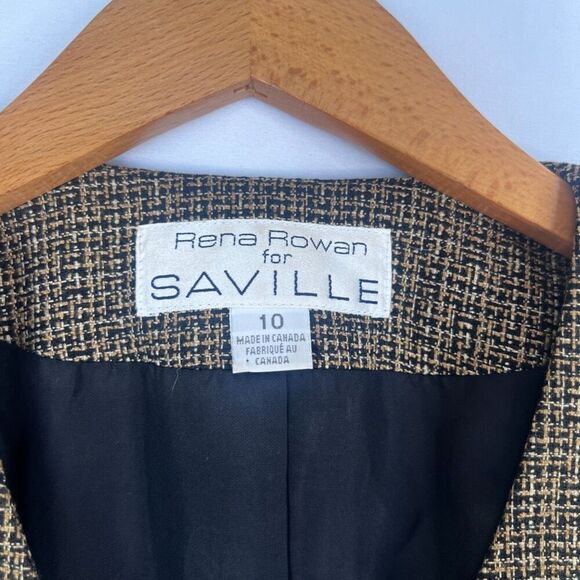 Rena Rowan for Saville Brown Tweed Single Breasted 3 Button Long Blazer Size 10 - Picture 10 of 13